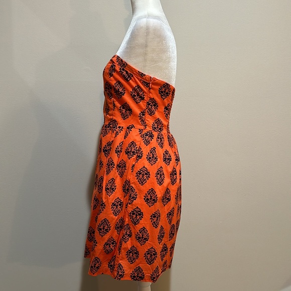 Strapless orange and navy blue summer dress - Picture 3 of 7